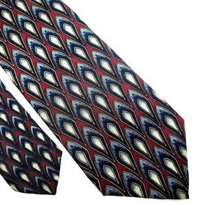 JZ Richards Parisian Silk Tie‎ Dark Red Geometric W